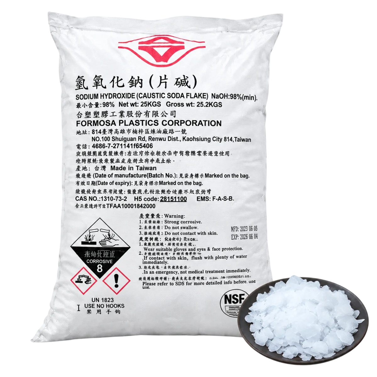 Xút Vảy Caustic Soda Flakes 98% NaOH Formoso Đài Loan 