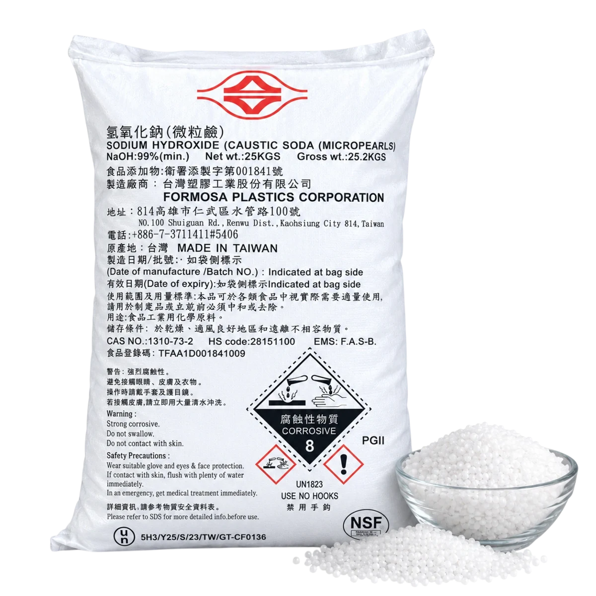 Xút Hạt Caustic Soda Pearl NaOH 99% Formosa Đài Loan